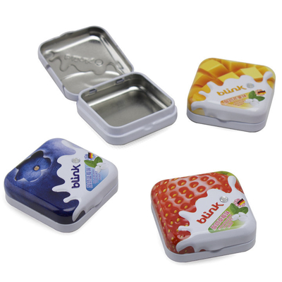 China Kleines Quadrat Tin Box mit Deckel Druckmetallmagazinen für Minzen Tin Food Containers fournisseur