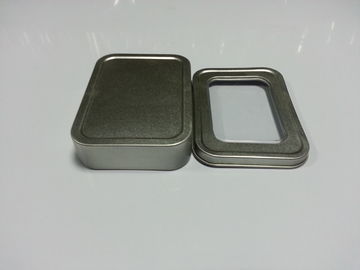 China Silberne einfache Miniblechdosen, quadratische klare Fenster-Geschenk-Behälter fournisseur