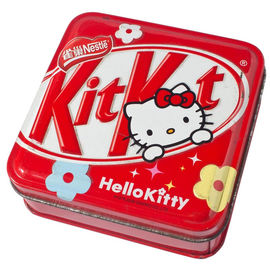 China Rote Hello Kitty-Metallzinn-Behälter-Kasten-Quadrat-Form für das Süßigkeits-und Verpacken der Lebensmittel fournisseur