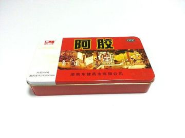 China Rot druckte quadratische Zinn-Behälter mit Abdeckung/Deckel, Stärke 0.23mm fournisseur