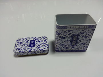 China Zinnblech Zinn-Tee-Kanister mit blauem und weißem Porzellan Weißblech fournisseur