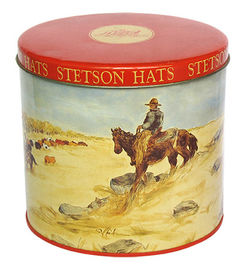 China Stetson-Hut-Zinn-Behälter für das verpackende Plätzchen, Nahrungsmittelgrad-Metallkasten-optionale Größen fournisseur