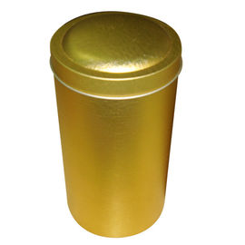 China Spezielle goldene Farbe gemalte Zinn-Tee-Kanister, runde Form-Kasten fournisseur