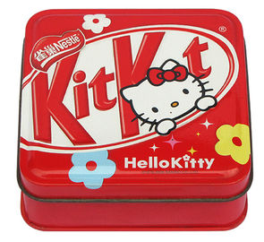 China Hello Kitty-Zinn-Süßigkeits-Behälter, leeres inneres und CYMK draußen, quadratische Blechdose fournisseur