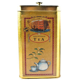 China Quadratische goldene Zinn-Tee-Kanister-Blechdose für das Tee-/Kaffee-Verpacken fournisseur