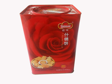 China Des Roten Platzes Zinnblech der Zinn-Plätzchen-Behälter-0.23mm mit rundem Deckel fournisseur